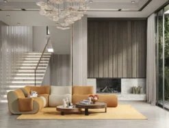 Casa Padrino Luxus Ecksofa Braun / Creme / Grau 340 x 232 x H. 72 cm - Modulares 6 Teiliges Wohnzimmer Sofa - Hotel Sofa - Wohnzimmer Möbel - Hotel Möbel - Luxus Möbel