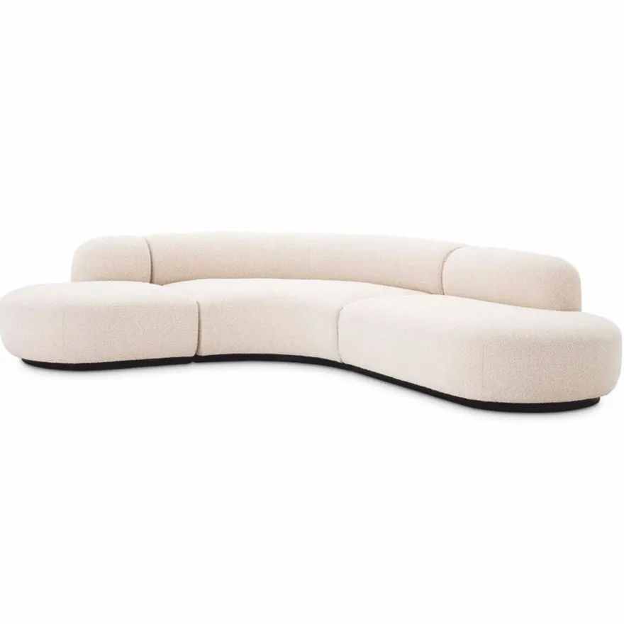 Casa Padrino Luxus Ecksofa Creme / Schwarz 300 x 257 x H. 70 cm - Wohnzimmer & Hotel Möbel
