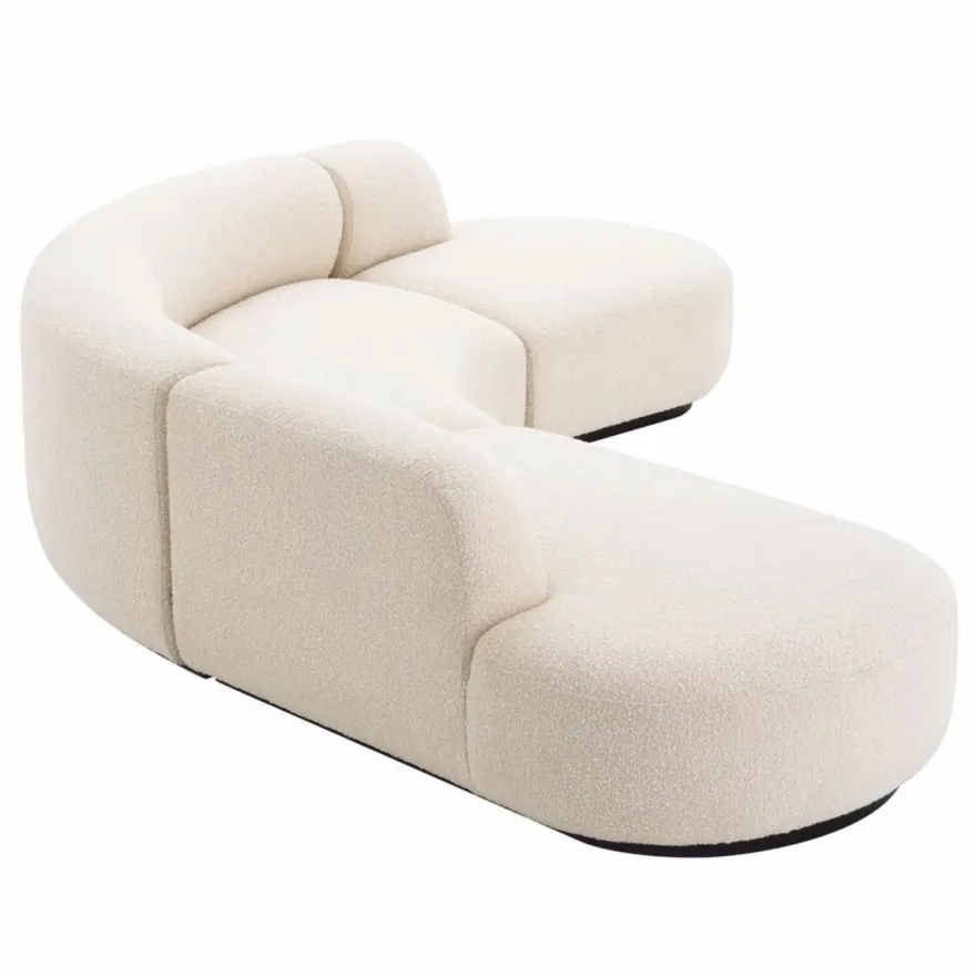 Casa Padrino Luxus Ecksofa Creme / Schwarz 300 x 257 x H. 70 cm - Wohnzimmer & Hotel Möbel