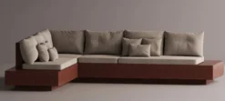 Casa Padrino Luxus Ecksofa Creme / Braun 335 x 265 cm - Modulares Wetterfestes Beton Sofa