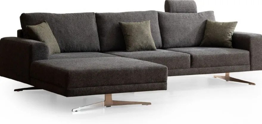 Casa Padrino Luxus Ecksofa Grau / Silber 310 x 180 x H. 70 cm - Wohnzimmer Sofa - Wohnzimmer Möbel - Luxus Möbel - Luxus Einrichtung