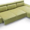 Casa Padrino Luxus Ecksofa Grün / Messing 294 x 105-182 x H. 83-97 cm - Wohnzimmer Sofa mit 3 verstellbaren Kopfstützen und elektrisch verstellbarer Sitzfläche - Luxus Wohnzimmer Möbel