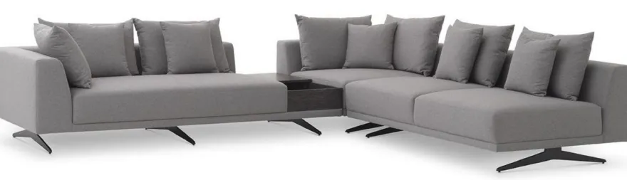Casa Padrino Luxus Ecksofa Grau / Schwarz 340 x 292 x H. 64 cm - Edles Wohnzimmer Sofa mit Kissen - Luxus Möbel - Luxus Qualität