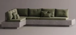Casa Padrino Luxus Ecksofa Grün / Grau 335 x 265 cm - Modulares Wetterfestes Beton Sofa