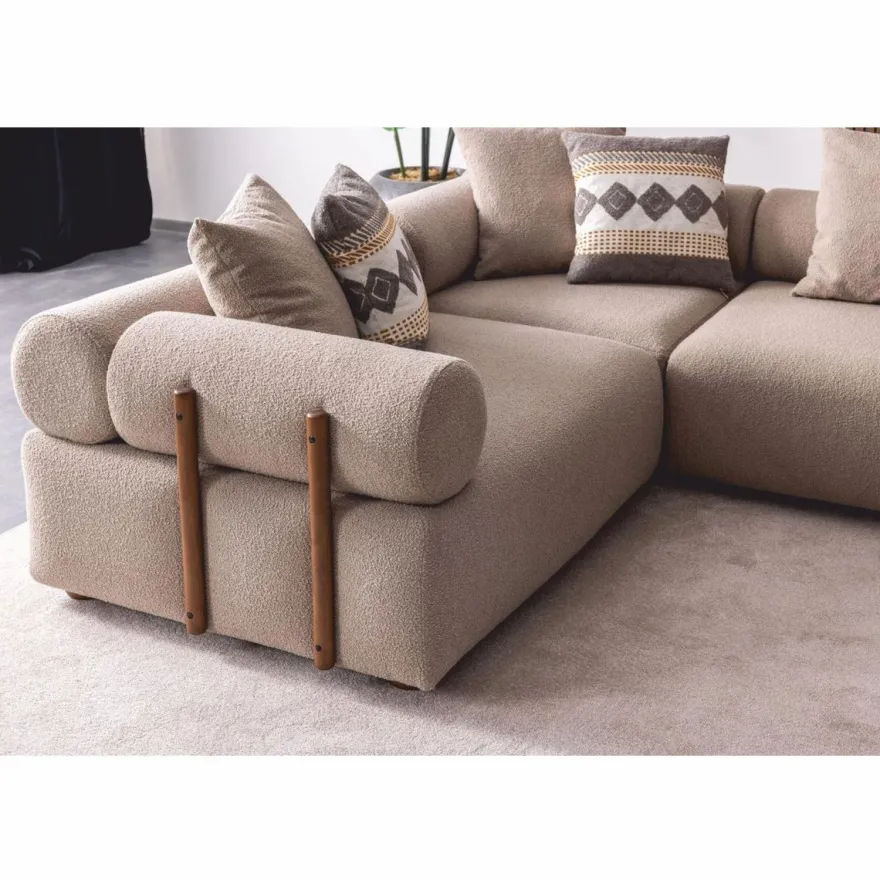 Casa Padrino Luxus Ecksofa Grau / Braun 390 cm - Modulares Wohnzimmer Sofa