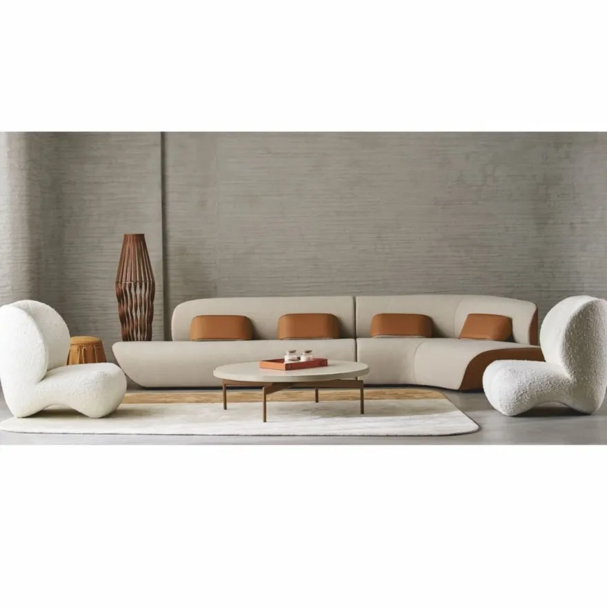 Casa Padrino Luxus Ecksofa Hellgrau / Braun 402 cm - Wohnzimmer & Hotel Möbel