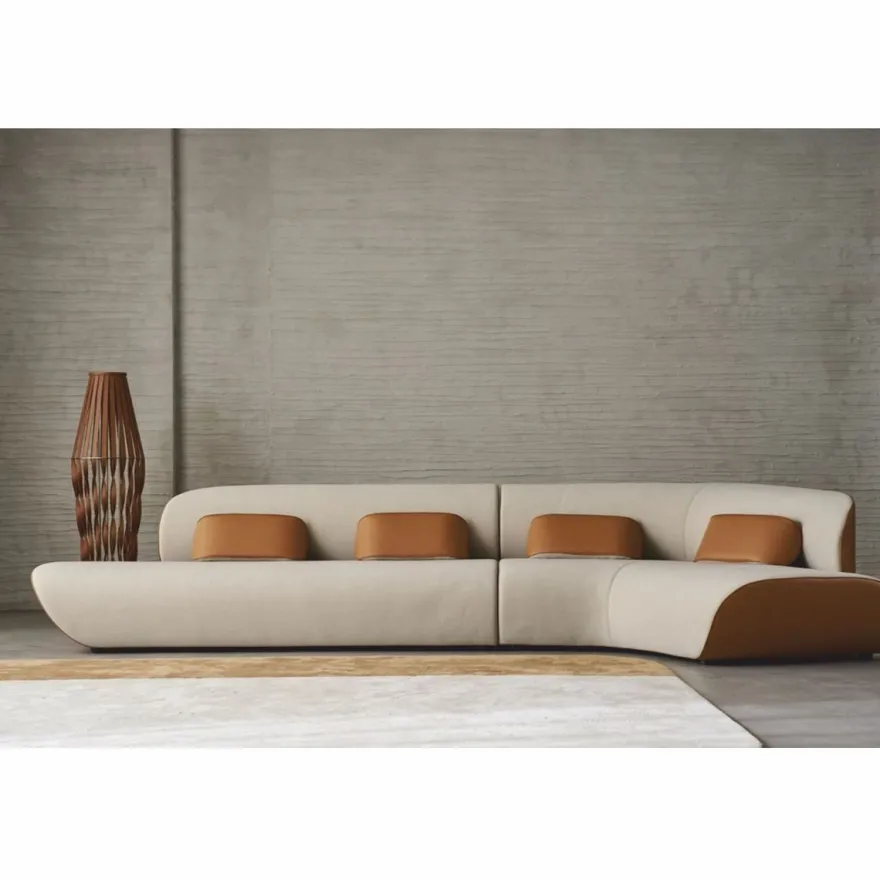 Casa Padrino Luxus Ecksofa Hellgrau / Braun 402 cm - Wohnzimmer & Hotel Möbel