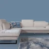 Casa Padrino Luxus Ecksofa mit verstellbaren Rückenlehnen Creme / Silber 305 x 260 cm