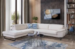 Casa Padrino Luxus Ecksofa mit verstellbaren Rückenlehnen Creme / Silber 305 x 260 cm