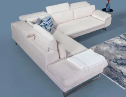 Casa Padrino Luxus Ecksofa mit verstellbaren Rückenlehnen Creme / Silber 305 x 260 cm