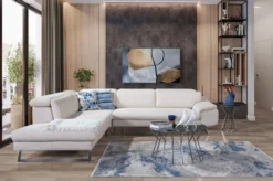 Casa Padrino Luxus Ecksofa mit verstellbaren Rückenlehnen Creme / Silber 305 x 260 cm