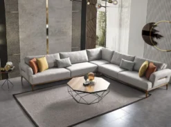 Casa Padrino Luxus Ecksofa mit verstellbaren Rückenlehnen Grau / Braun 325 x 295 x H. 97 cm - Wohnzimmer Sofa mit Schlaffunktion - Wohnzimmer Möbel - Luxus Möbel - Luxus Einrichtung