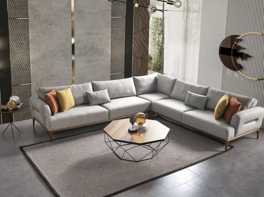 Casa Padrino Luxus Ecksofa mit verstellbaren Rückenlehnen Grau / Braun 325 x 295 x H. 97 cm - Wohnzimmer Sofa mit Schlaffunktion - Wohnzimmer Möbel - Luxus Möbel - Luxus Einrichtung