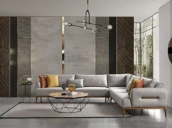 Casa Padrino Luxus Ecksofa mit verstellbaren Rückenlehnen Grau / Braun 325 x 295 x H. 97 cm - Wohnzimmer Sofa mit Schlaffunktion - Wohnzimmer Möbel - Luxus Möbel - Luxus Einrichtung