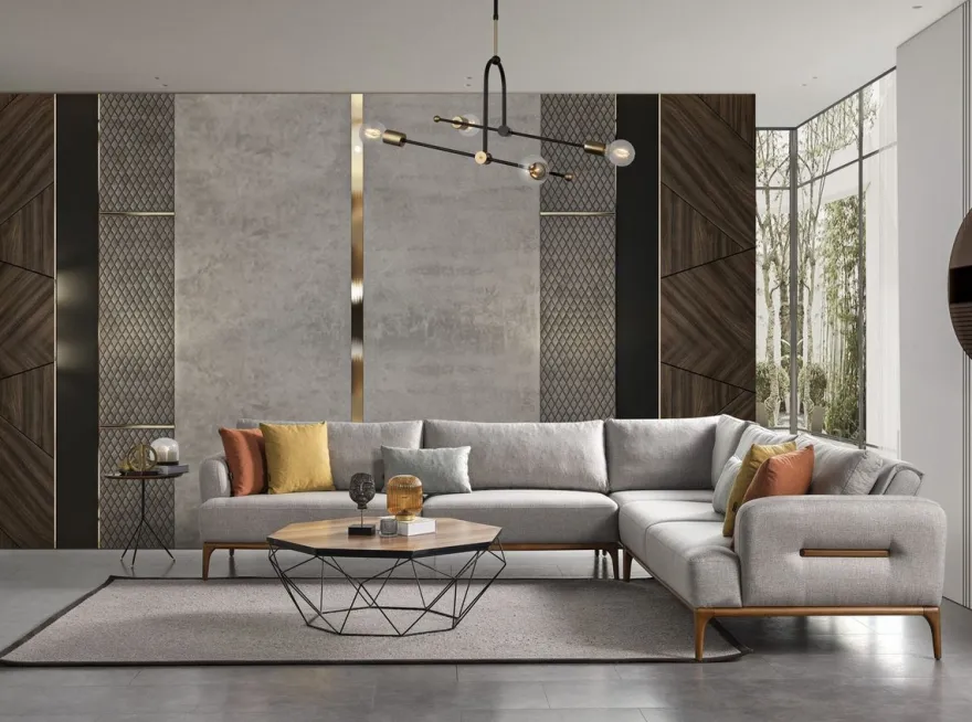 Casa Padrino Luxus Ecksofa mit verstellbaren Rückenlehnen Grau / Braun 325 x 295 x H. 97 cm - Wohnzimmer Sofa mit Schlaffunktion - Wohnzimmer Möbel - Luxus Möbel - Luxus Einrichtung