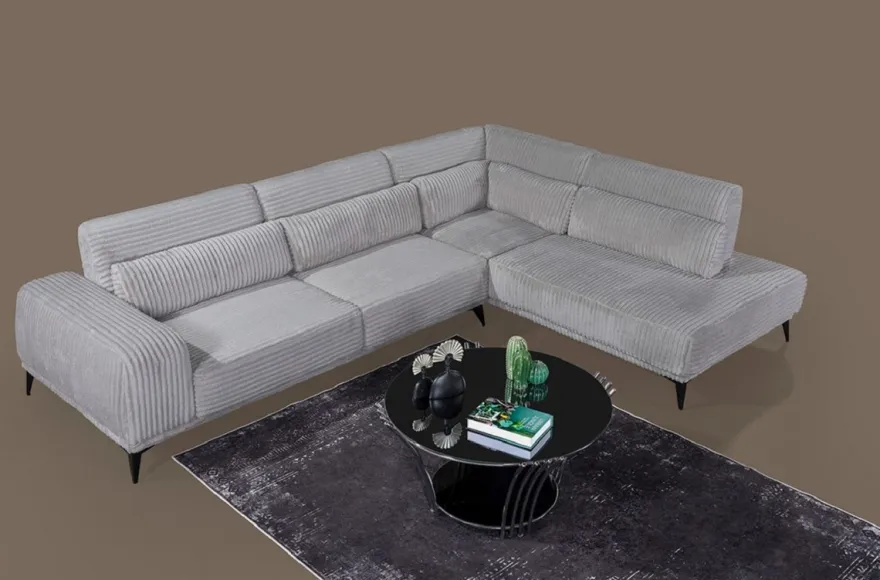 Casa Padrino Luxus Ecksofa mit verstellbaren Rückenlehnen Grau / Schwarz 330 x 240 cm