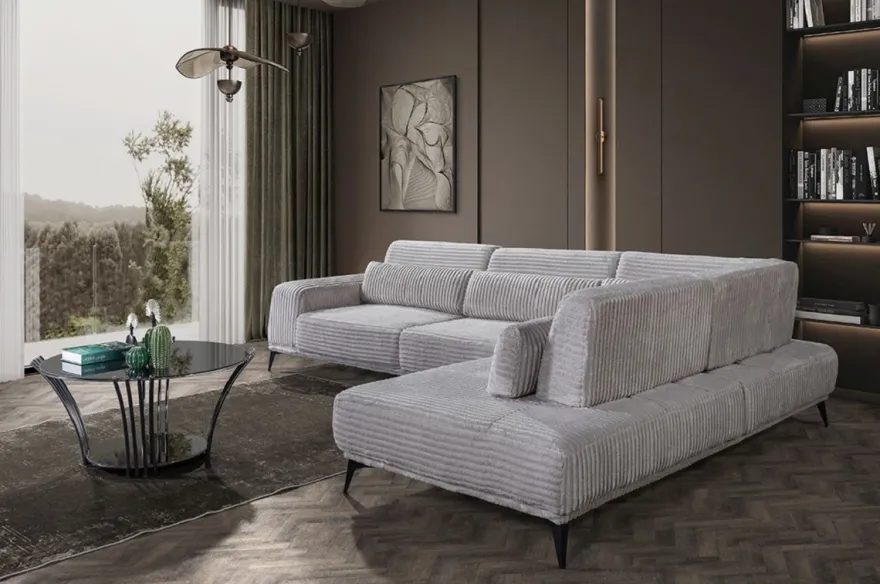 Casa Padrino Luxus Ecksofa mit verstellbaren Rückenlehnen Grau / Schwarz 330 x 240 cm