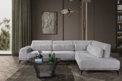 Casa Padrino Luxus Ecksofa mit verstellbaren Rückenlehnen Grau / Schwarz 330 x 240 cm