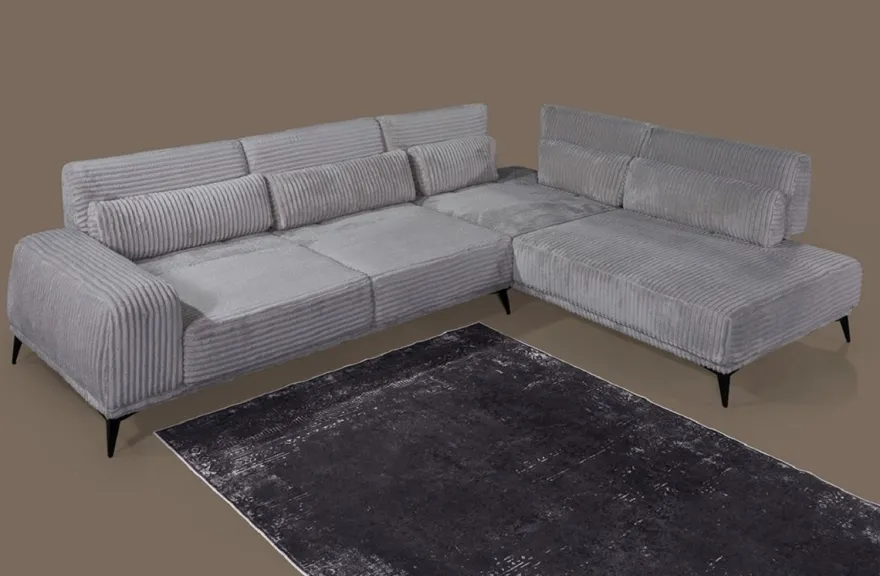 Casa Padrino Luxus Ecksofa mit verstellbaren Rückenlehnen Grau / Schwarz 330 x 240 cm
