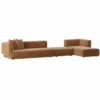 Casa Padrino Luxus Ecksofa Rechte Seite Braun / Weiß 420 cm - Modulares Wohnzimmer & Hotel Sofa