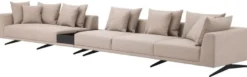 Casa Padrino Luxus Ecksofa Sandfarben / Bronze 340 x 292 x H. 64 cm - Edles Wohnzimmer Sofa mit Kissen - Luxus Möbel - Luxus Qualität