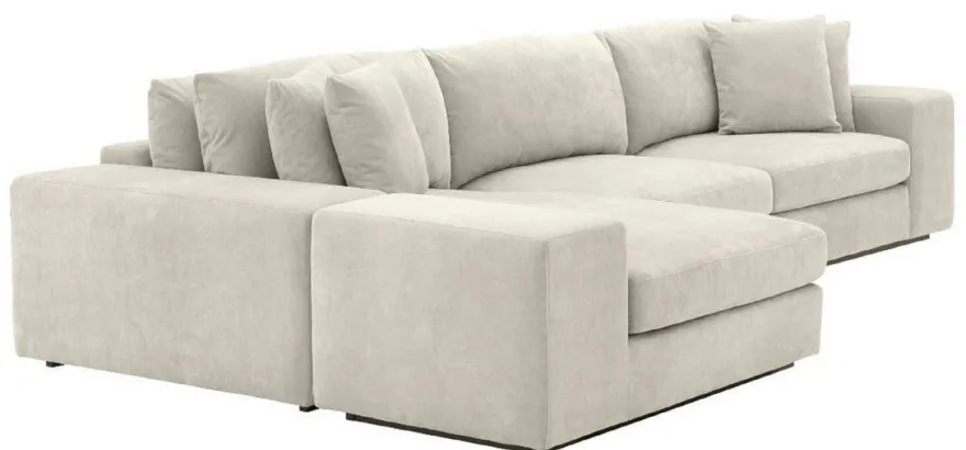 Casa Padrino Luxus Ecksofa Sandfarben / Schwarz 380 x 200 x H. 90 cm - Wohnzimmer Sofa mit Kissen - Luxus Qualität