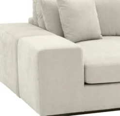 Casa Padrino Luxus Ecksofa Sandfarben / Schwarz 380 x 200 x H. 90 cm - Wohnzimmer Sofa mit Kissen - Luxus Qualität