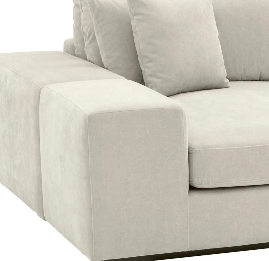 Casa Padrino Luxus Ecksofa Sandfarben / Schwarz 380 x 200 x H. 90 cm - Wohnzimmer Sofa mit Kissen - Luxus Qualität
