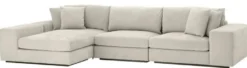 Casa Padrino Luxus Ecksofa Sandfarben / Schwarz 380 x 200 x H. 90 cm - Wohnzimmer Sofa mit Kissen - Luxus Qualität