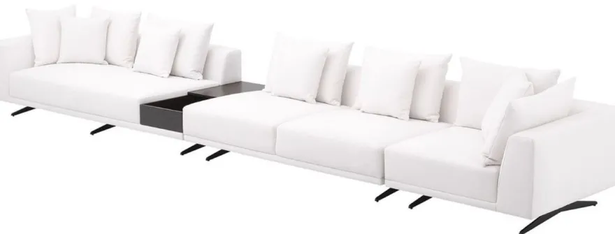 Casa Padrino Luxus Ecksofa Weiß / Bronzefarben 340 x 292 x H. 64 cm - Edles Wohnzimmer Sofa mit Kissen - Luxus Möbel - Luxus Qualität