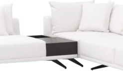 Casa Padrino Luxus Ecksofa Weiß / Bronzefarben 340 x 292 x H. 64 cm - Edles Wohnzimmer Sofa mit Kissen - Luxus Möbel - Luxus Qualität