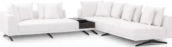 Casa Padrino Luxus Ecksofa Weiß / Bronzefarben 340 x 292 x H. 64 cm - Edles Wohnzimmer Sofa mit Kissen - Luxus Möbel - Luxus Qualität