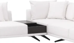 Casa Padrino Luxus Ecksofa Weiß / Bronzefarben 340 x 292 x H. 64 cm - Edles Wohnzimmer Sofa mit Kissen - Luxus Möbel - Luxus Qualität