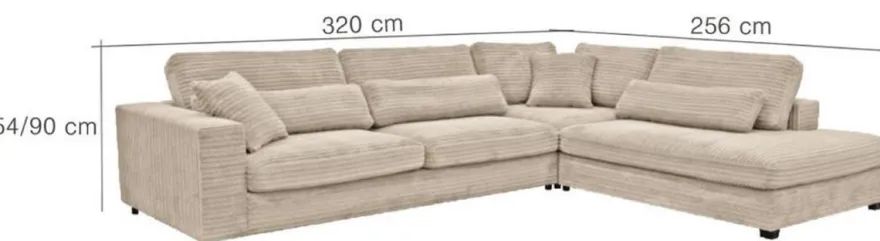 Casa Padrino Luxus Ecksofa 320 x 256 x H. 90 cm - Verschiedene Farben - Modernes Wohnzimmer Cord Sofa mit Kissen - Moderne Wohnzimmer Möbel