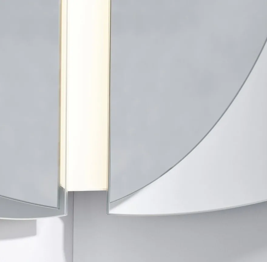 Casa Padrino Luxus Eckspiegel 150 x 3,5 x H. 150 cm - Eck Wandspiegel mit LED Streifen - Hotel Spiegel - Boutique Spiegel - Luxus Qualität