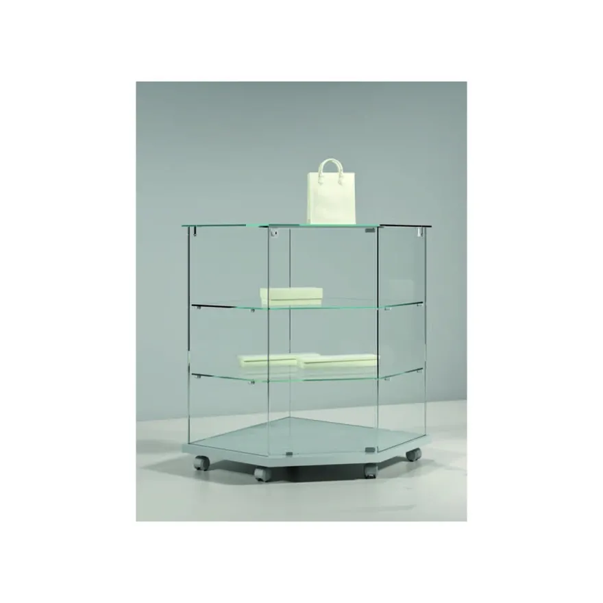 Casa Padrino Luxus Eck-Theken-Vitrine 68 x 68 cm H. 90 cm - Ladeneinrichtung - Boutique Möbel - Made in Italy