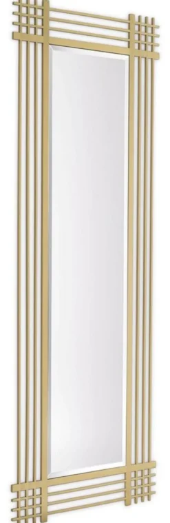 Casa Padrino Luxus Edelstahl Wandspiegel Messingfarben 80 x 3 x H. 220 cm - Wohnzimmer Spiegel - Schlafzimmer Spiegel - Garderoben Spiegel - Luxus Möbel