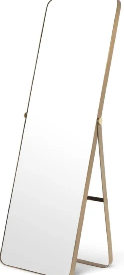 Casa Padrino Luxus Edelstahl Standspiegel Messingfarben 53 x 45 x H. 157 cm - Schlafzimmer Spiegel - Schlafzimmer Möbel - Luxus Kollektion