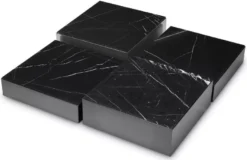 Casa Padrino Luxus Edelstahl Couchtisch Set mit Marmor Tischplatten Bronze / Schwarz - Wohnzimmer Möbel - Luxus Möbel - Luxus Kollektion