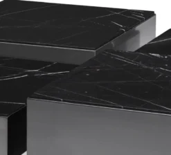 Casa Padrino Luxus Edelstahl Couchtisch Set mit Marmor Tischplatten Bronze / Schwarz - Wohnzimmer Möbel - Luxus Möbel - Luxus Kollektion