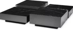 Casa Padrino Luxus Edelstahl Couchtisch Set mit Marmor Tischplatten Bronze / Schwarz - Wohnzimmer Möbel - Luxus Möbel - Luxus Kollektion