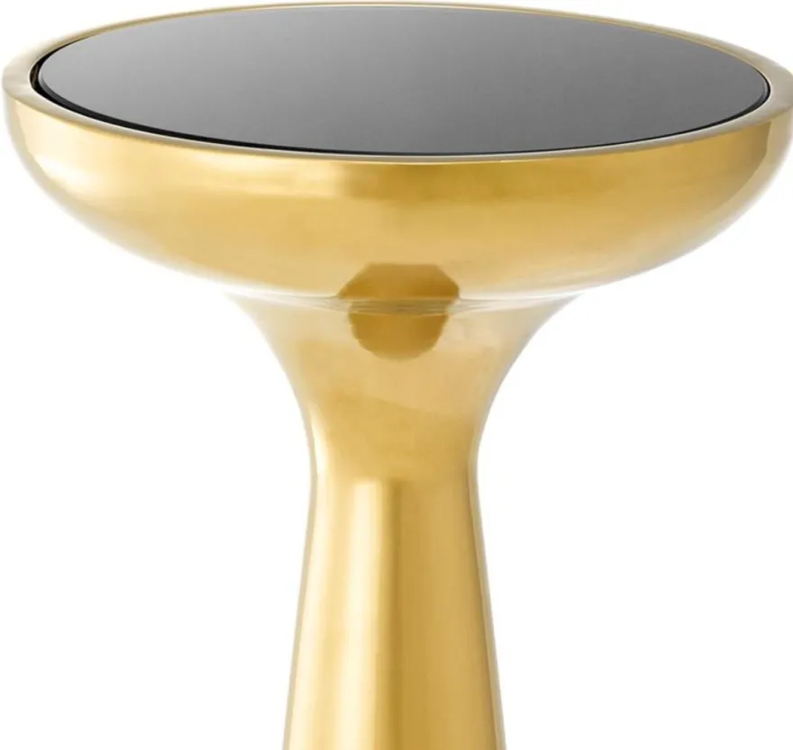 Casa Padrino Luxus Edelstahl Beistelltisch mit Glasplatte Gold / Schwarz Ø 29 x H. 71,5 cm - Hotel Möbel