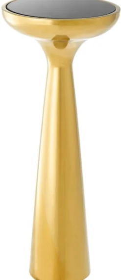 Casa Padrino Luxus Edelstahl Beistelltisch mit Glasplatte Gold / Schwarz Ø 29 x H. 71,5 cm - Hotel Möbel