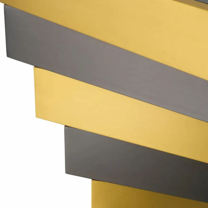 Casa Padrino Luxus Edelstahl Beistelltisch mit Glasplatte Messing / Bronze / Grau
