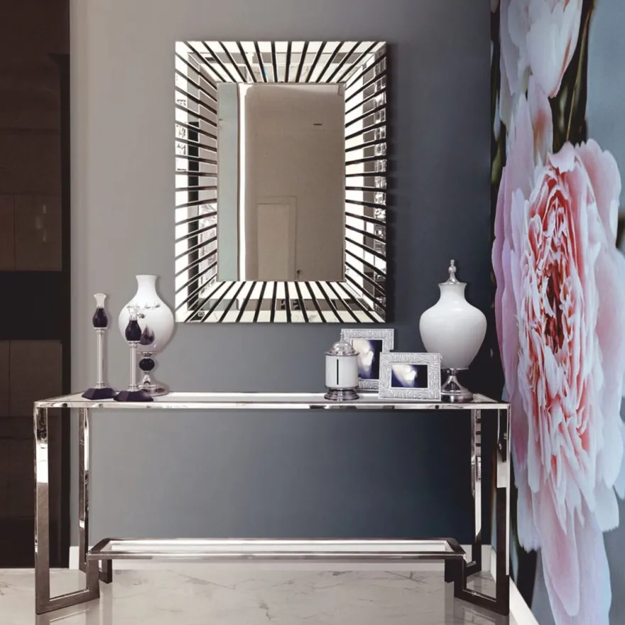 Casa Padrino Luxus Edelstahl Konsole mit Glasplatten Silber 160 cm - Luxus Möbel