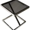 Casa Padrino Luxus Edelstahl Beistelltisch mit Glasplatte Silber / Schwarz 45 x 45 x H. 50 cm - Wohnzimmermöbel