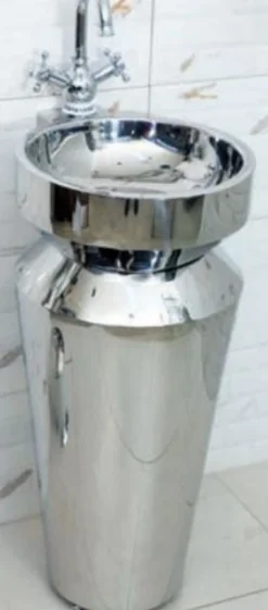 Casa Padrino Luxus Edelstahl Waschtisch Silber 40 x H. 86 cm - Silberne Badezimmer Möbel - Hotel & Restaurant Kollektion - Luxus Qualität