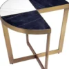 Casa Padrino Luxus Edelstahl Beistelltisch mit Marmor Tischplatte Schwarz / Weiß / Messingfarben Ø 60 x H. 50,5 cm - Luxus Möbel