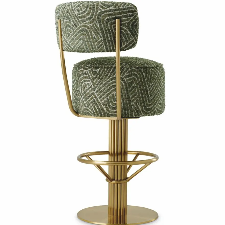 Casa Padrino Luxus Edelstahl Barstuhl Grün / Messing H. 104 cm - Luxus Bar Möbel