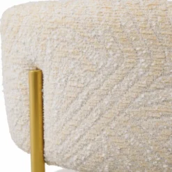 Casa Padrino Luxus Edelstahl Barstuhl Creme / Messing H. 104 cm - Luxus Bar Möbel